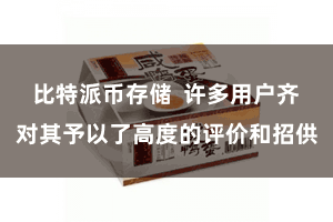 比特派币存储  许多用户齐对其予以了高度的评价和招供